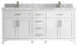 Cambridge 72 Double Sink Bath Vanity in White 2" Carrara Marble