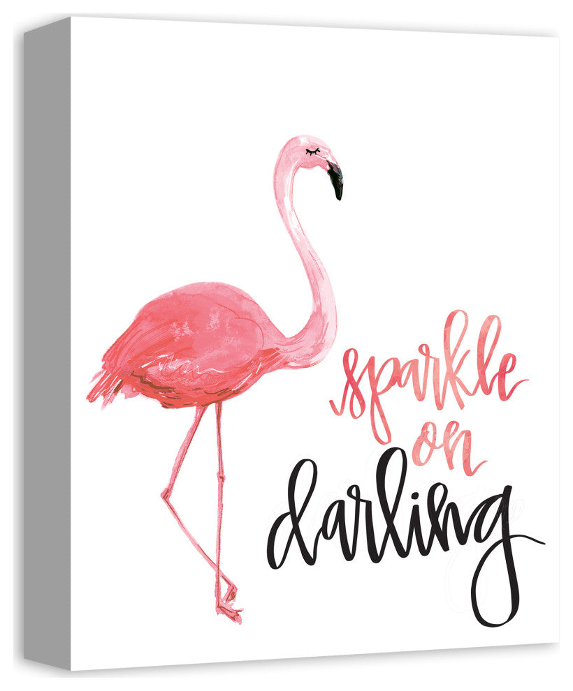 Flamingo Sparkle On Darling 11x14 Canvas Wall Art