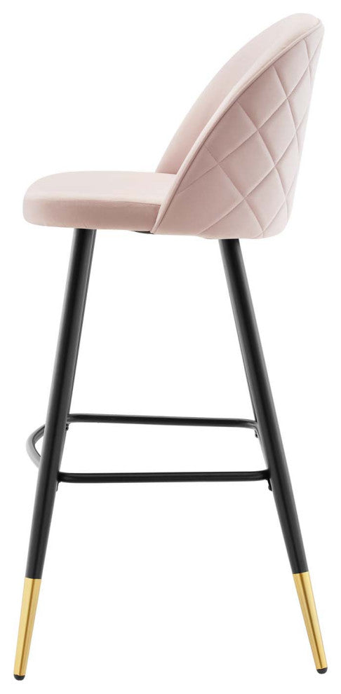 Bar Stool Chair Barstool, Set of 2, Velvet, Metal, Pink, Modern, Bar Pub Bistro