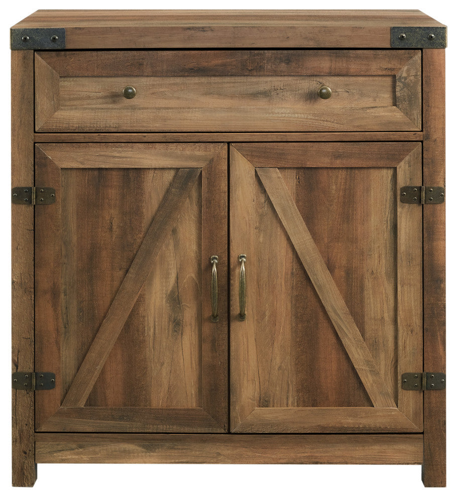 30" Farmhouse Barn Door Accent Cabinet, Reclaimed Barnwood