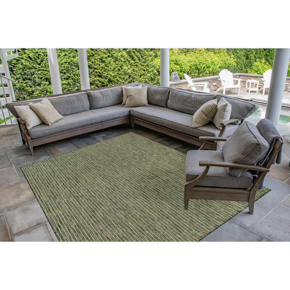 Carmel Texture Stripe Indoor/Outdoor Rug, Green, 4'10"x7'6"