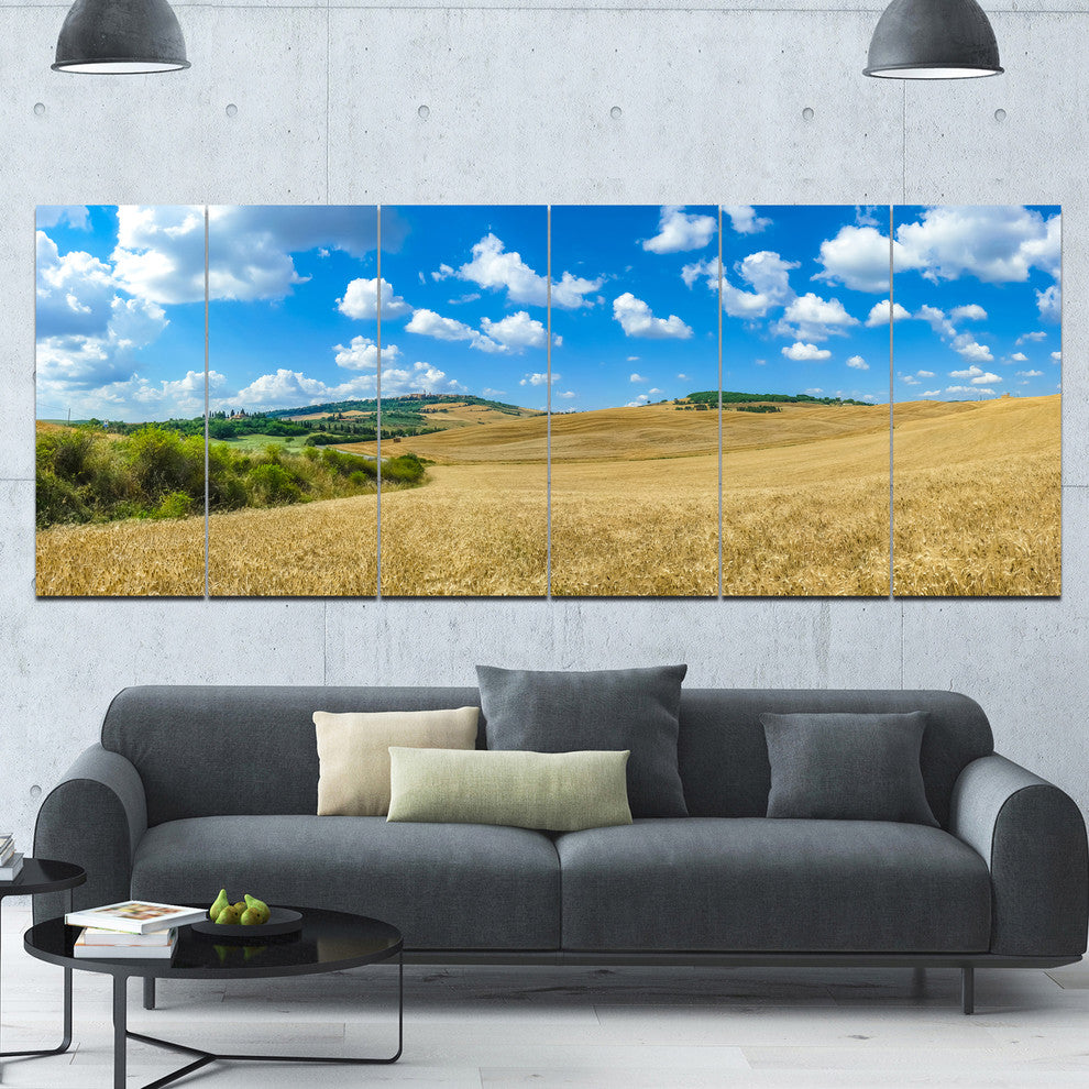 Town of Pienza Val d Orcia Italy, Landscape Canvas Art Print, 70"x28", 6 Panels