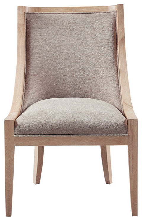 Martha Stewart Farmhouse Curved Dining Chair Wheat Wood Finish, Linen Natural
