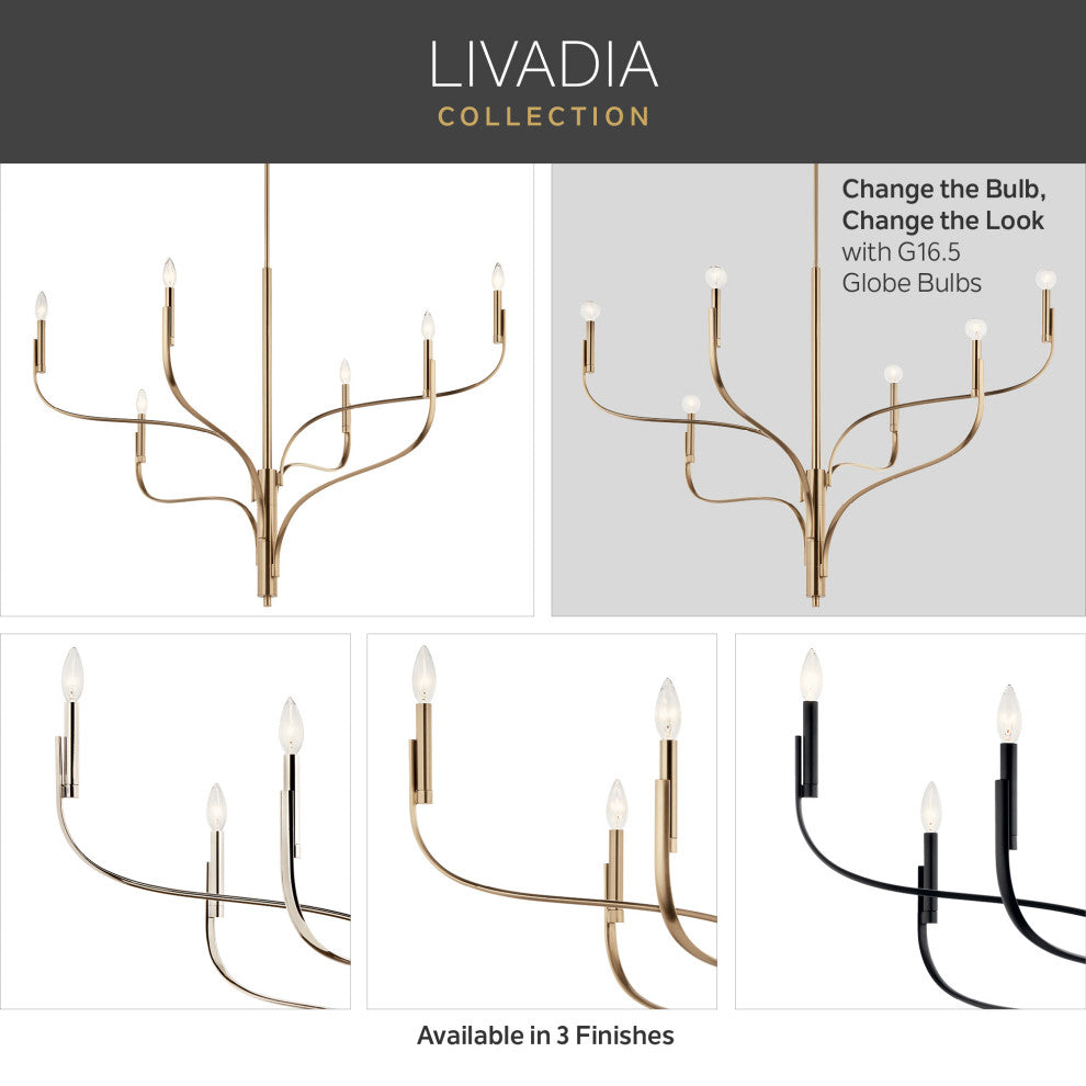 Livadia Chandelier, 47" 6 Light