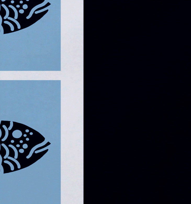 18x14-inch, Fish Chips, Animal Print Placemat, Navy Blue (Set of 4)