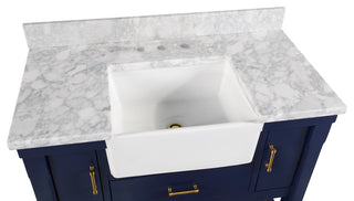Charlotte 42" Bathroom Vanity, Royal Blue, Carrara Marble