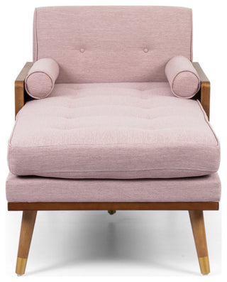 Miles Fabric Chaise Lounge, Light Blush and Dark Walnut