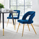 Dining Chair, Set of 2, Navy Gold, Velvet, Modern Cafe Bistro Hospitality