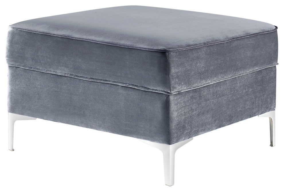 Jeannie Velvet Square Storage Ottoman, Gray