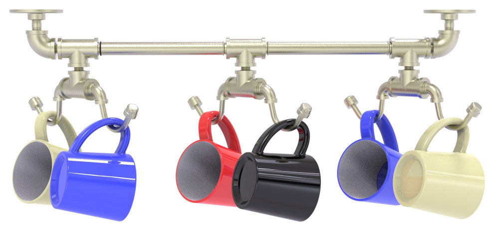 Pipeline Under Cabinet 6 Coffee Mug Rack, Satin Nickel