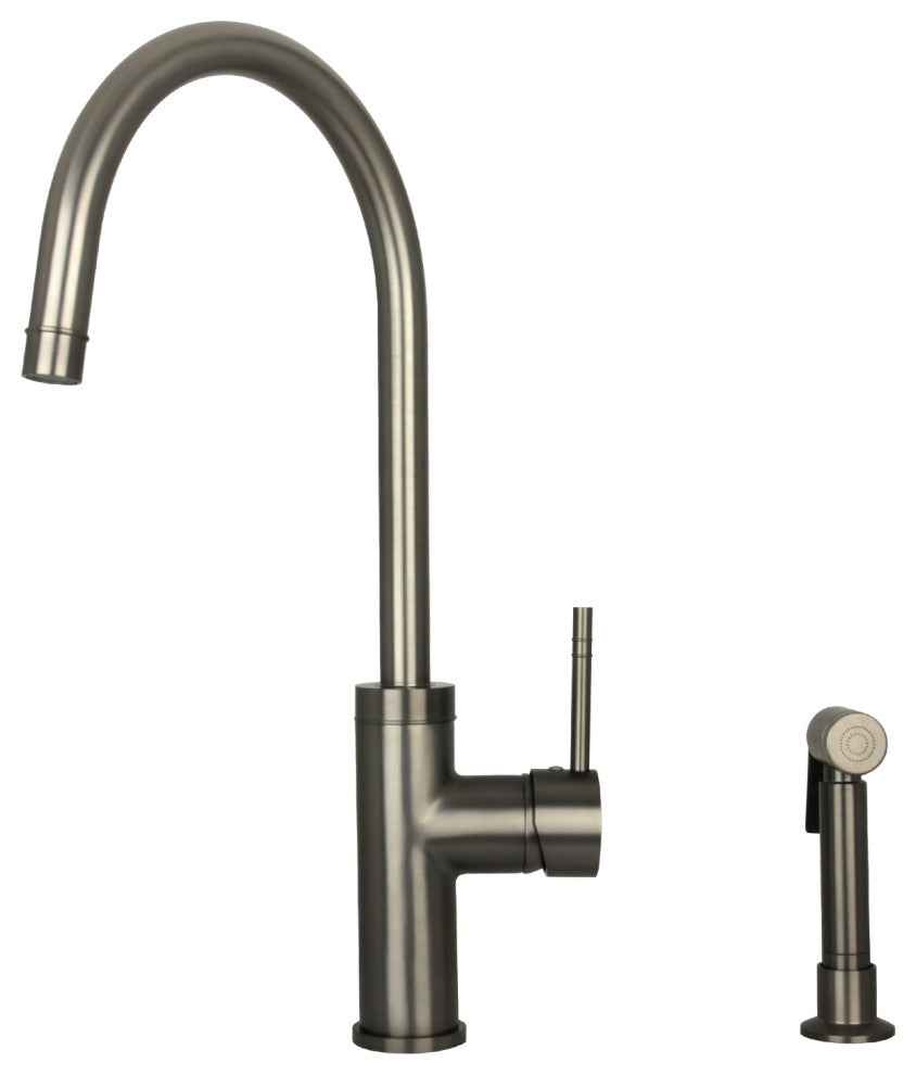Akicon One-Handle Copper Widespread Kitchen Faucet, Side Sprayer, Gun Black