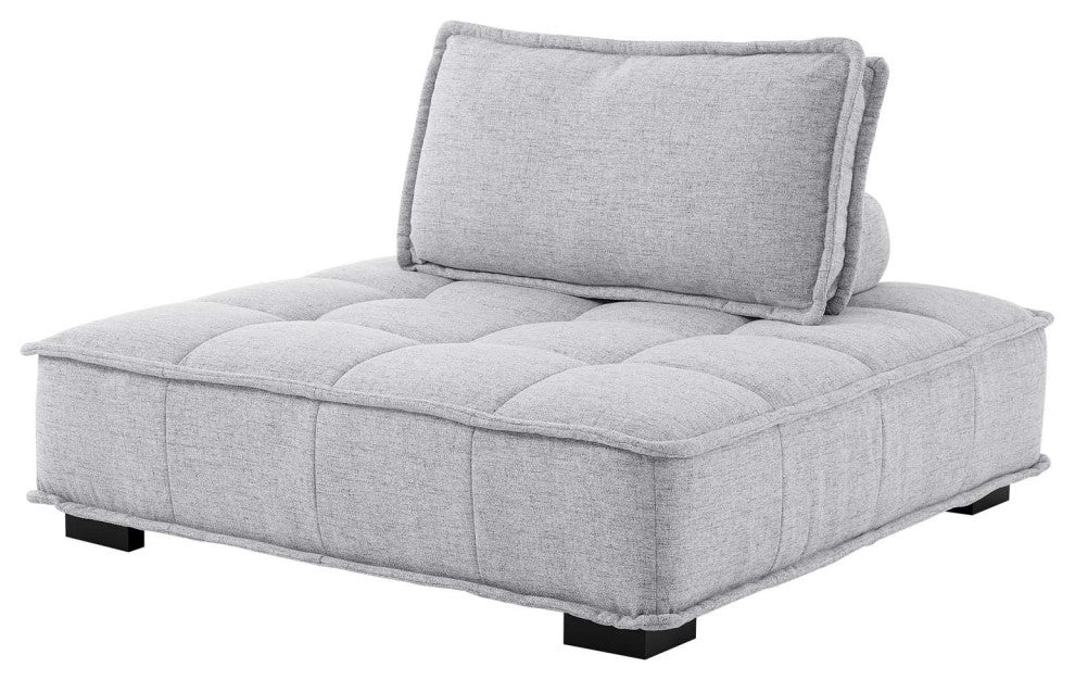 Tufted Accent Chair, Fabric, Gray, Modern, Living Lounge Hotel Hospitality