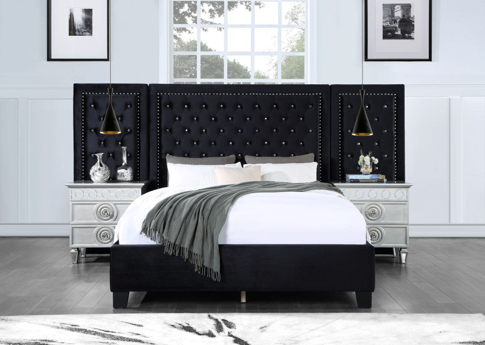 ACME Damazy Eastern King Bed in Black Velvet