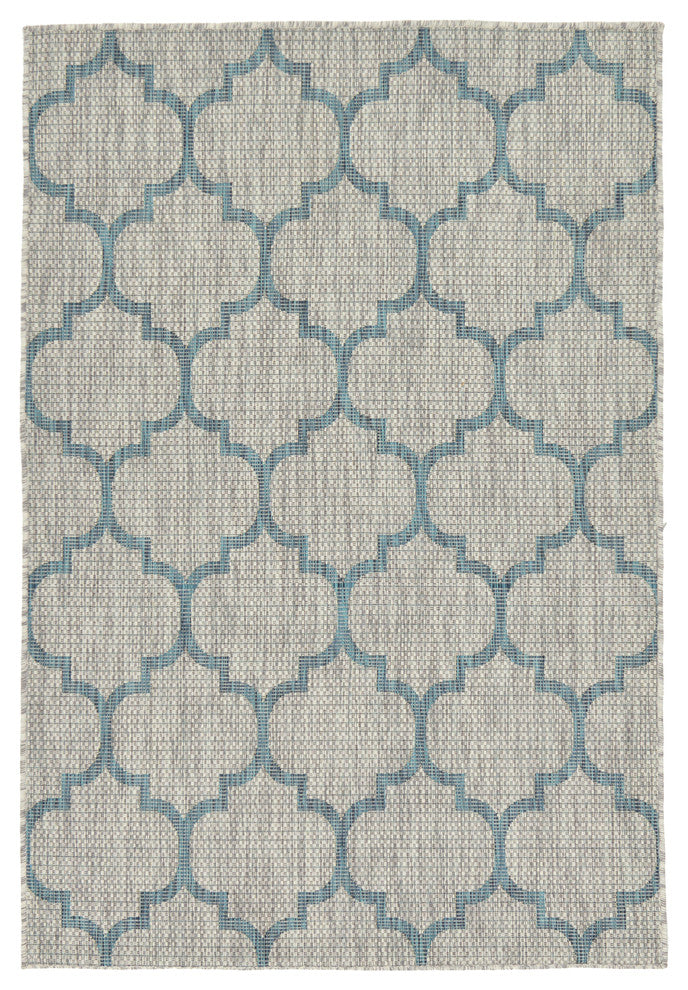 Unique Loom Gray Trellis Outdoor 4' 0 x 6' 0 Area Rug