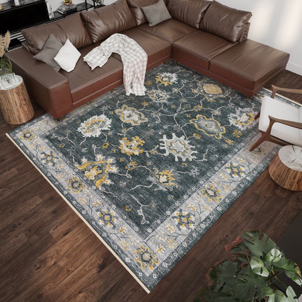 Indoor/Outdoor Marbella MB6 Midnight Machine Washable 3' x 5' Rug