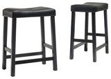 Upholstered Saddle Seat Barstool, Black, 24" Seat Height, Set of 2