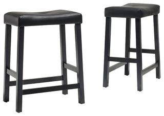 Upholstered Saddle Seat Barstool, Black, 24" Seat Height, Set of 2
