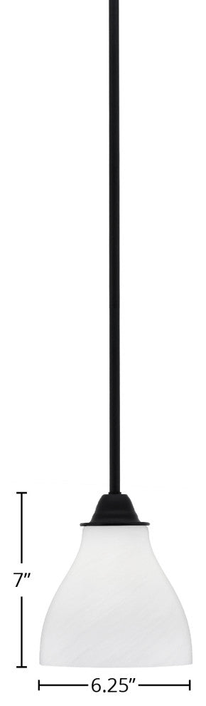 Paramount Mini Pendant, Matte Black, 6.25" White Marble Glass