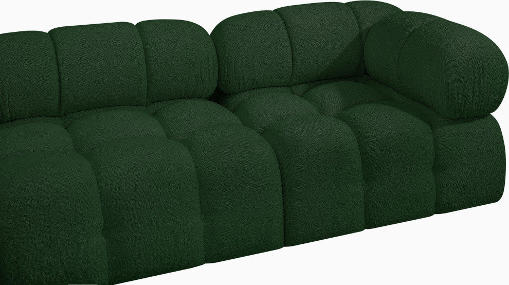 Ames Boucle Fabric U-Shaped Modular Sectional, Green, 7-Piece: 5 Armless Chair, 2 Corner Chair - A