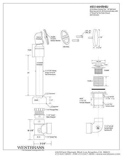 Semi-Exposed Tip-Toe Bath Drain with Overflow Ball Joint, White