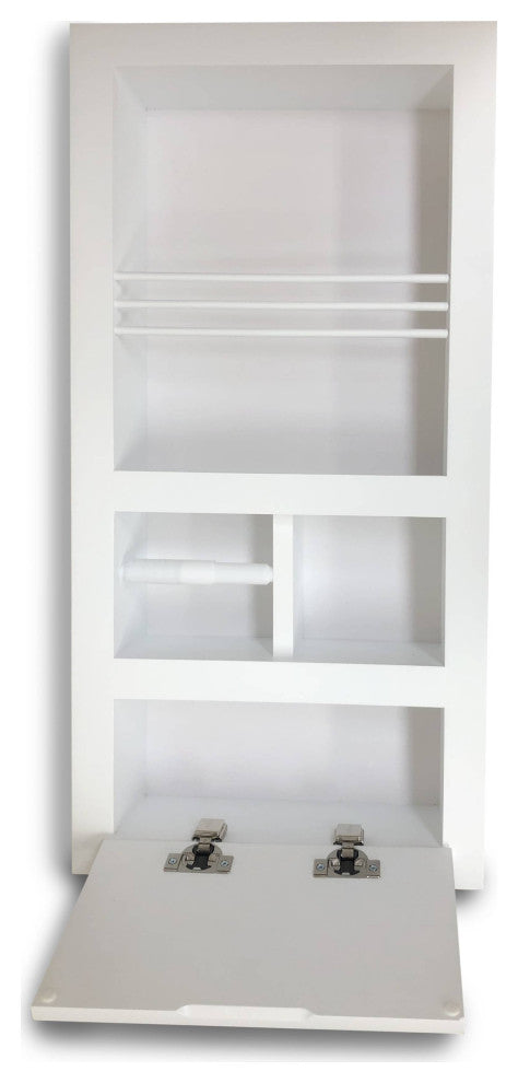 Montclair Combination Toilet Paper Holder Recessed Magazine Rack, White Enamel