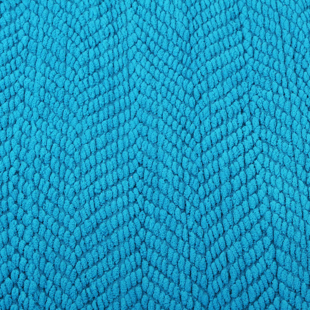 Tweed Knitted Throw Blanket, Mediterranean Blue, 50"x60"