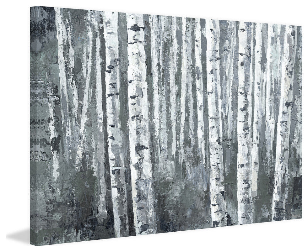 "Dusky Tree Trunk Forest" Painting Print on Wrapped Canvas, 36"x24"