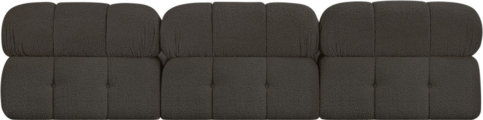 Ames Boucle Fabric Modular Sofa, Brown, 3-Piece: 3 Armless Chair
