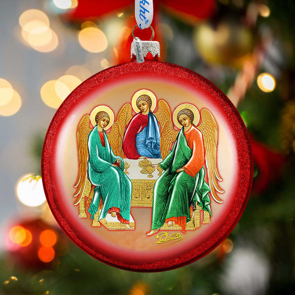 Hand Painted Scenic Glass Ornament Trinity