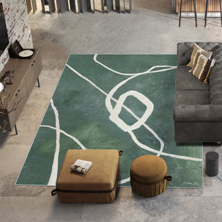Green Grafica Abstract Art Area Rug, 7.5'x10.3'
