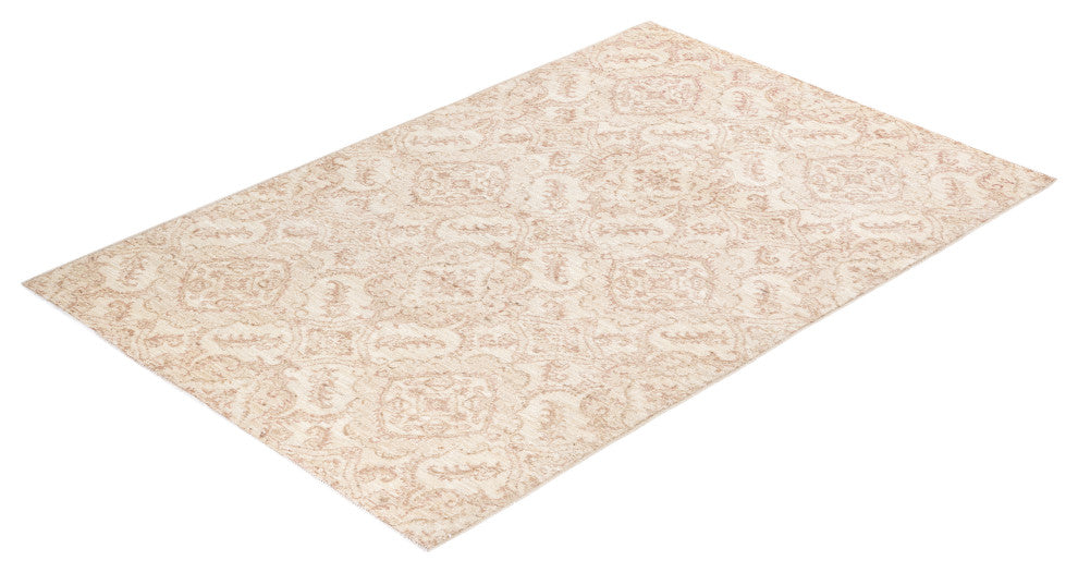 Eclectic, One-of-a-Kind Hand-Knotted Area Rug Ivory, 4'1"x6'3"