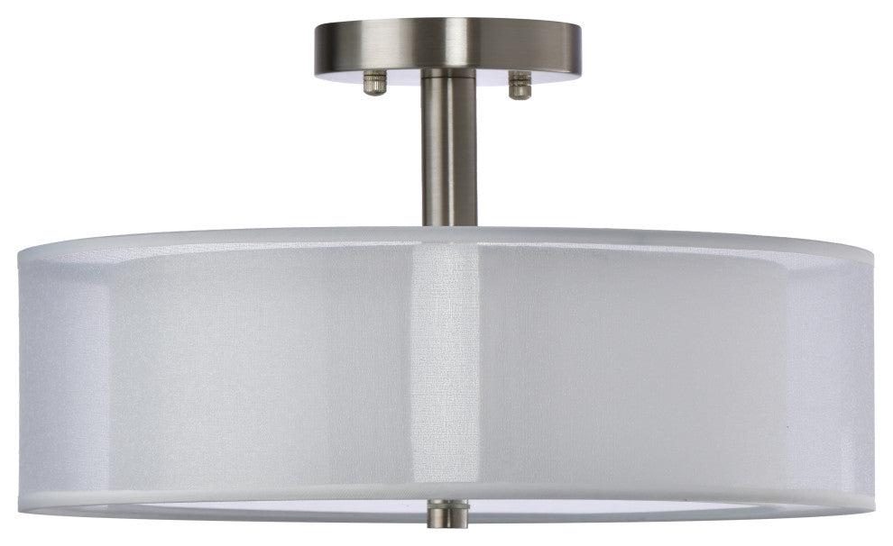 Lazzur Rhine 3 Light 15" Satin Nickel Semi-Flush Mount Ceiling Light