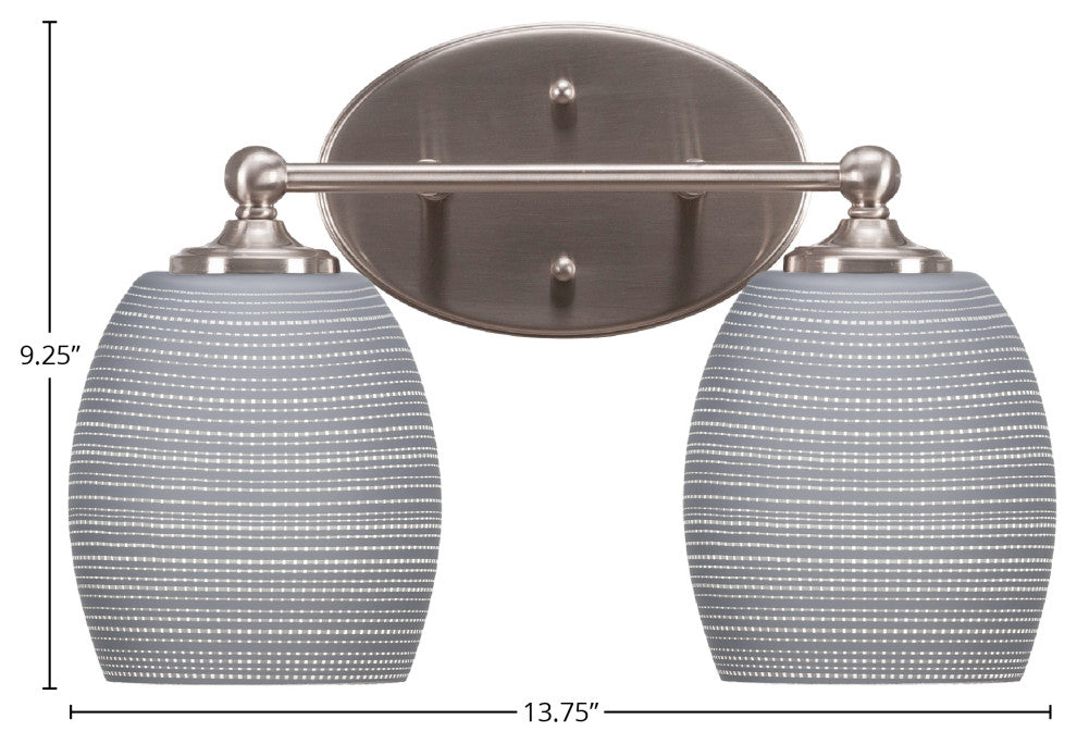 Capri 2-Light Bath Bar, Brushed Nickel/Gray Matrix