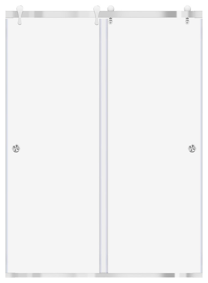 Bypass Sliding Modern Shower Doors, Chrome, 60"w"x76"h