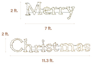 Christmas Giant Outdoor LED Lights, 2-Piece Merry Christmas Sign, Warm White