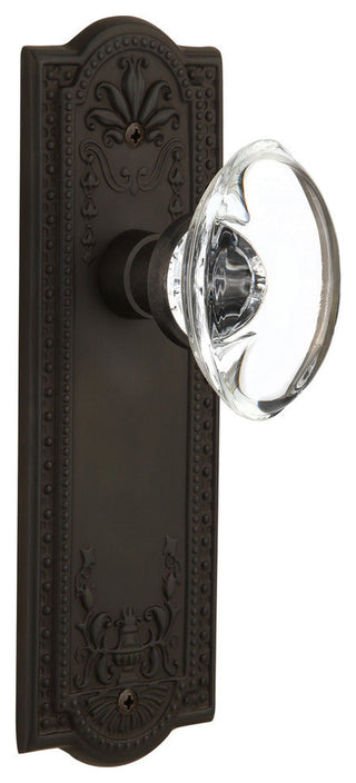 Double Meadows Plate With Oval Clear Crystal Knob, Oil-Rubbed Bronze