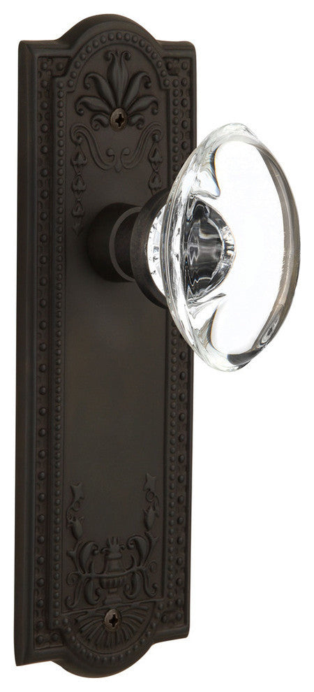Double Meadows Plate With Oval Clear Crystal Knob, Oil-Rubbed Bronze