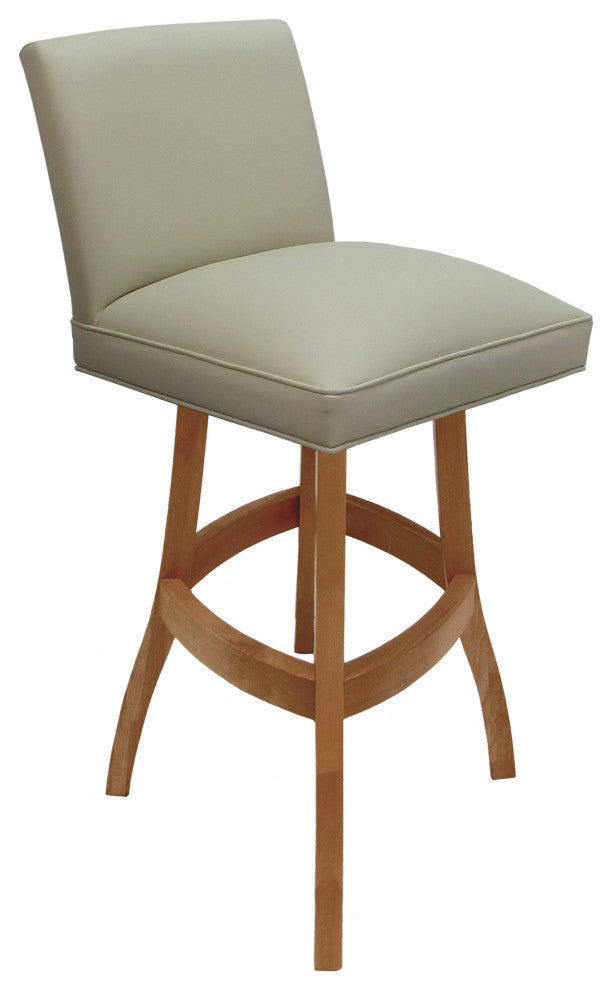 Swivel Wood Counter, Bar or Extra Tall Stool - Sommerville on S-Base, Ocean Beige Vinyl - Honey, 34"