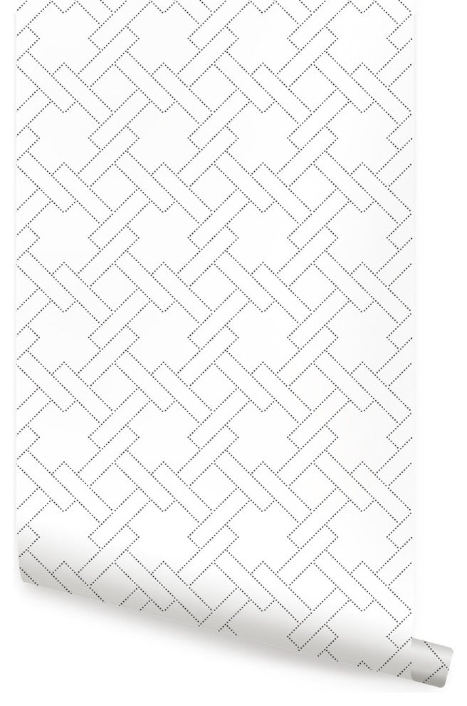 Square Links Geometric Pattern Peel and Stick Vinyl Wallpaper , 24"w X 108"h