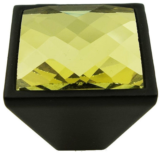 MultiFaceted Golden Topaz Black Metal Square Frustum Knob