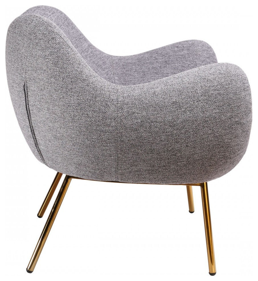 29" Plush Gray and Gold Comfy Accent Chair