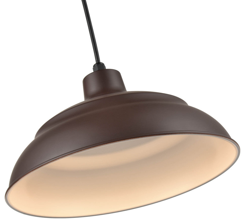 R Series Collection 1 Light 14 in. Architect Bronze RLM Warehouse/Cord Hung