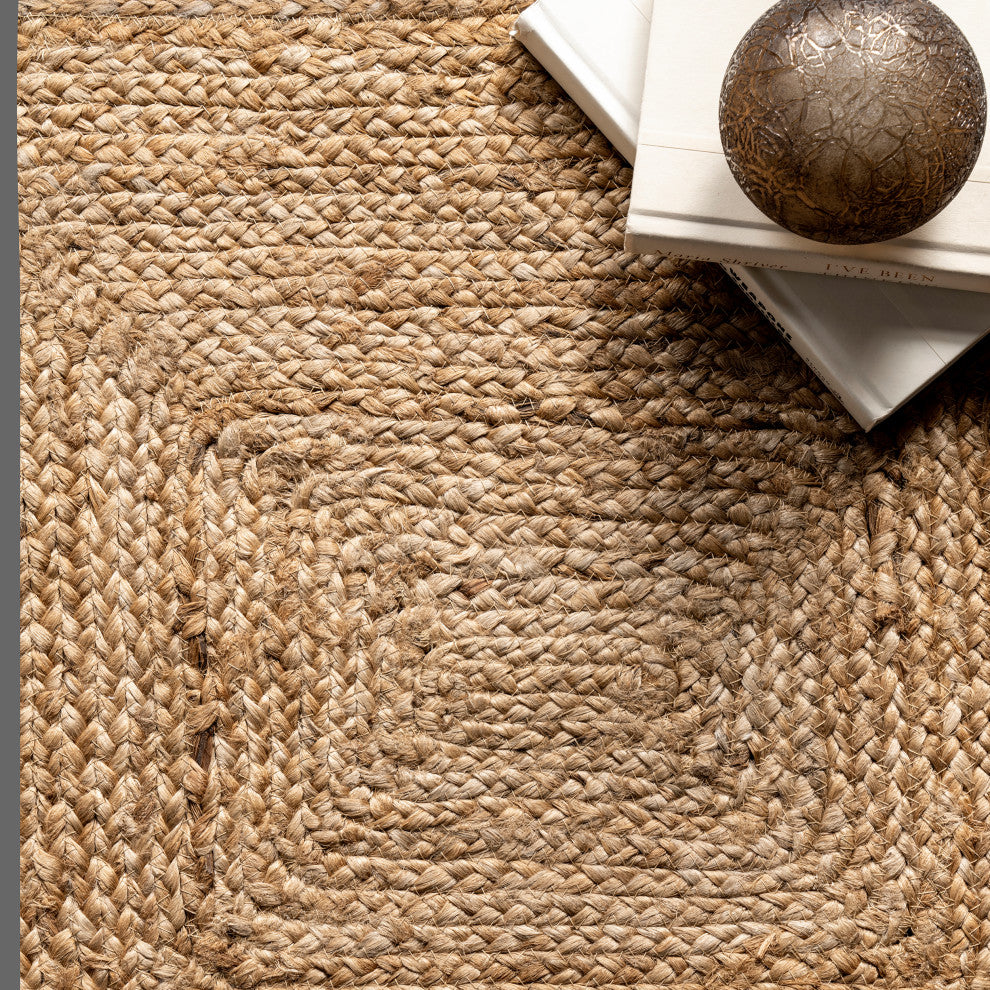 Juniper Tiled Jute Area Rug, Natural 9'x12'