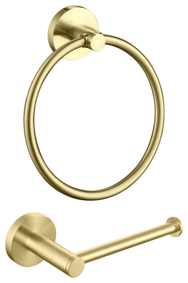 Circular 2-Piece Bathroom Hardware Set, Brushed Gold
