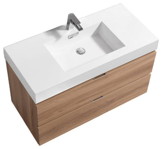 Bliss 36'' Wall Mount Modern Bathroom Vanity Vulcan Ash Grey, Honey Oak