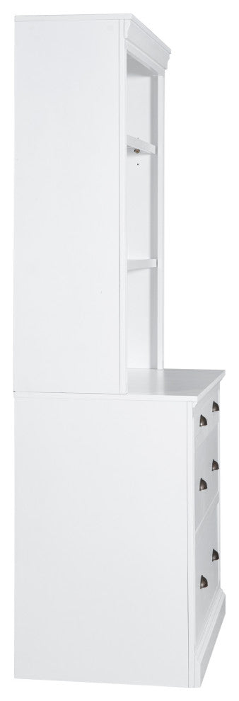Modern Tall Bookshelf, LED Lighting for Living Room, White
