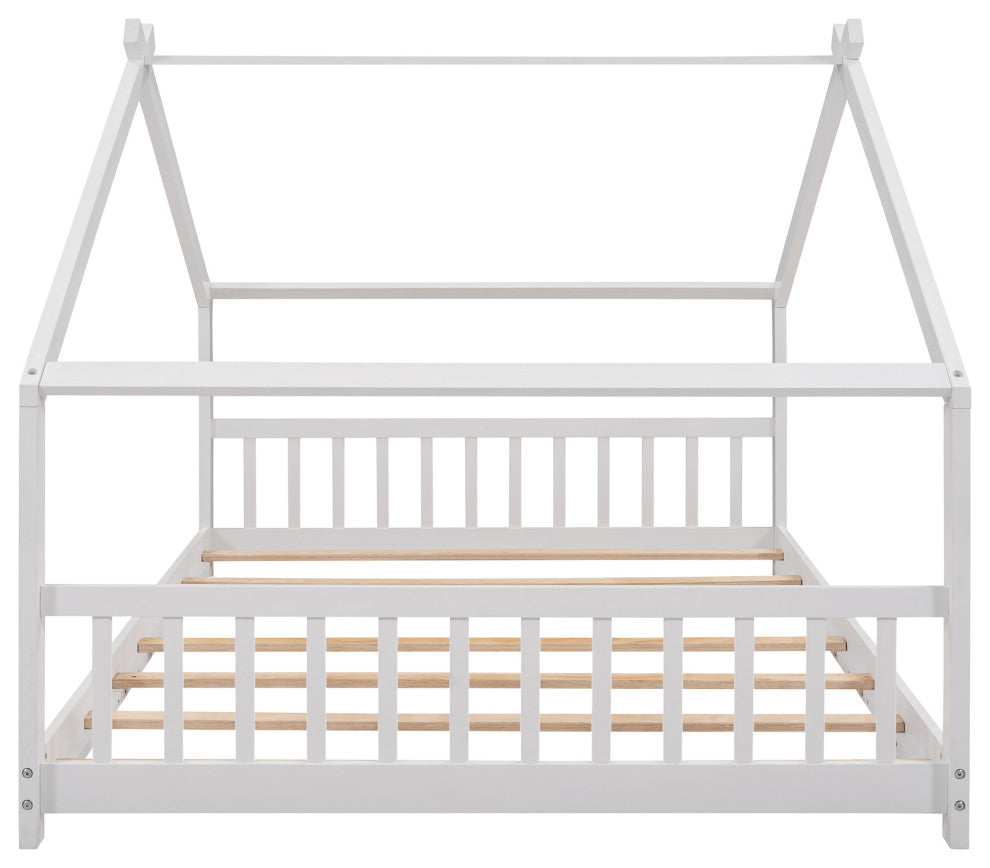 Gewnee Full Size House Bed Wood Bed in White