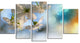 White Blossoming Cherry Tree, Floral Canvas Art Print, 60"x32", 5 Panels