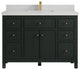 Sonoma 48 Single Sink Reeded Bath Vanity in Dark Forest Green 2" Carrara Quartz