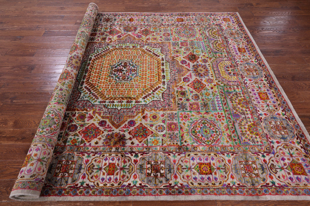 Wool & Silk Mamluk Handmade Rug 7' 9" X 9' 10" - Q13726
